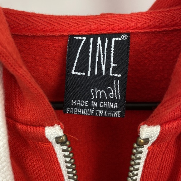 Red Hoodie Hooded Sweatshirt Zip Up - Picture 3 of 9